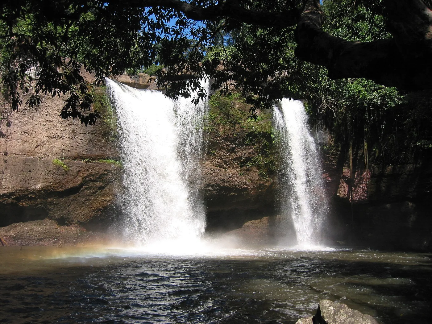 The twin cascades of Heo Suwat waterfall in Khao Yai National Park