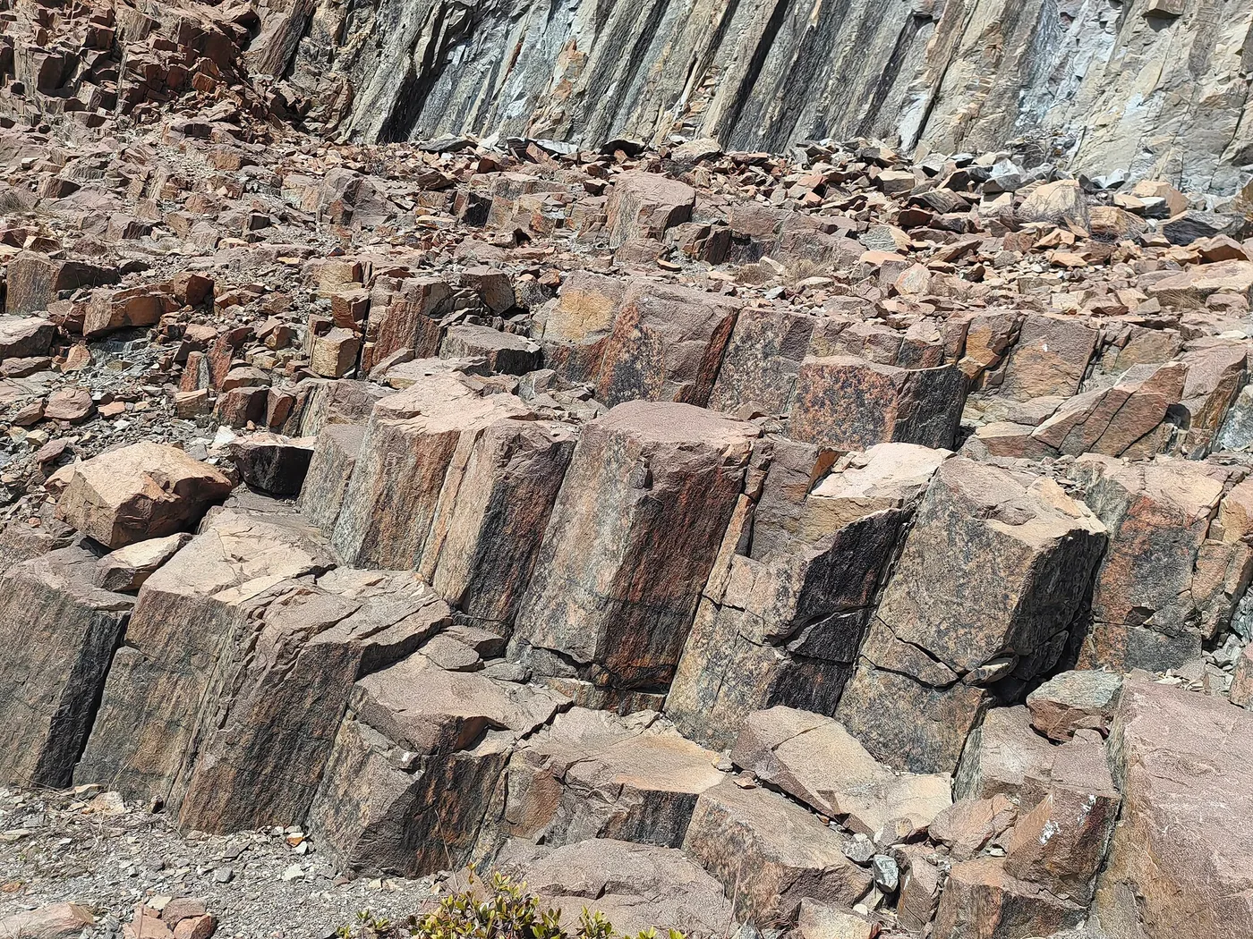 The hexagonal columnar-rhyolite rock formations at High Island Reservoir, Sai Kung
